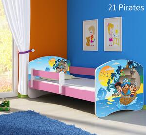 Dječji krevet ACMA s motivom, bočna roza 140x70 cm 21 Pirates
