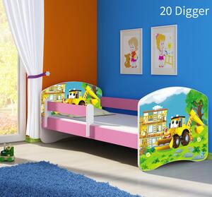Dječji krevet ACMA s motivom, bočna roza 160x80 cm 20-digger