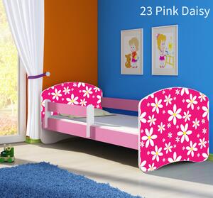 Dječji krevet ACMA s motivom, bočna roza 160x80 cm 23-pink-daisy