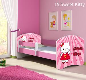 Dječji krevet ACMA s motivom, bočna roza 160x80 cm 15-sweet-kitty
