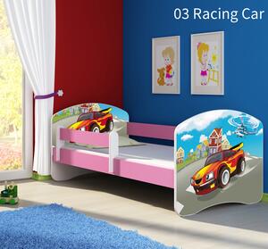 Dječji krevet ACMA s motivom, bočna roza 140x70 cm 03 Racing Car