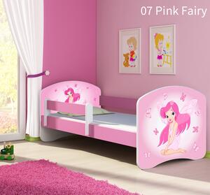 Dječji krevet ACMA s motivom, bočna roza 140x70 cm 07 Pink Fairy