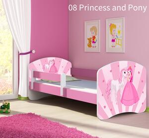 Dječji krevet ACMA s motivom, bočna roza 160x80 cm 08-princess-with-pony