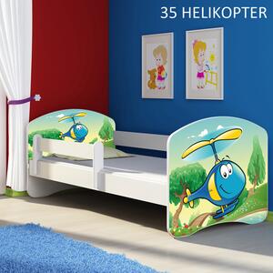 Dječji krevet ACMA s motivom, bočna bijela 140x70 cm 35 Helikopter
