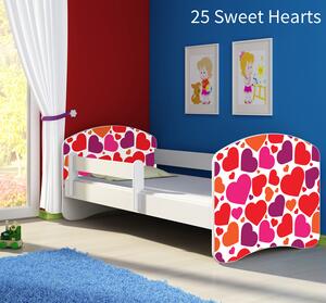 Dječji krevet ACMA s motivom, bočna bijela 160x80 cm 25-sweet-hearts