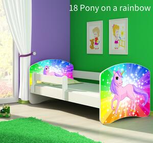 Dječji krevet ACMA s motivom, bočna bijela 160x80 cm 18-pony-on-a-rainbow
