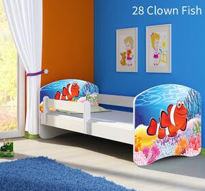Dječji krevet ACMA s motivom, bočna bijela 180x80 cm 28 Clown Fish