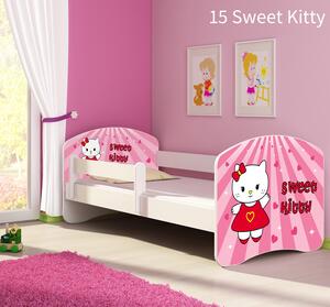 Dječji krevet ACMA s motivom, bočna bijela 160x80 cm 15-sweet-kitty