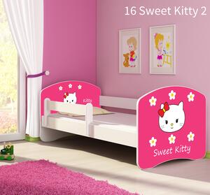 Dječji krevet ACMA s motivom, bočna bijela 140x70 cm 16 Sweet Kitty 2