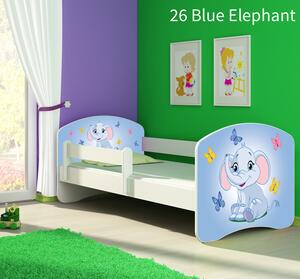 Dječji krevet ACMA s motivom, bočna bijela 140x70 cm 26 Blue Elephant