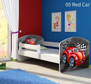 Dječji krevet ACMA s motivom, bočna bijela 140x70 cm 05-red-car