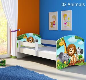 Dječji krevet ACMA s motivom, bočna bijela 160x80 cm 02-animals