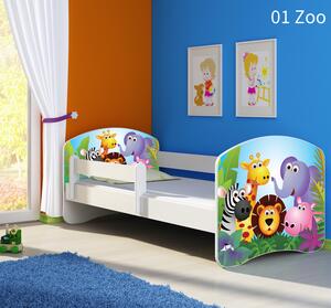 Dječji krevet ACMA s motivom, bočna bijela 140x70 cm 01 Zoo