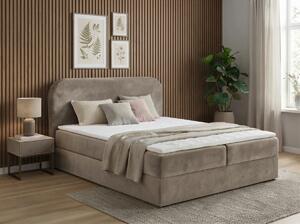 Tapecirani krevet boxspring FORENA 160x200 cm bež. Madrac: Bonell opružni madrac