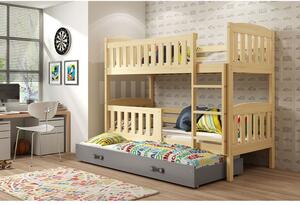 Krevet BMS Kubus na kat za 3 osobe 200x90 cm, PINE grafit