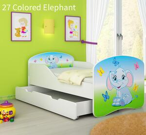 Dječji krevet ACMA s motivom + ladica 140x70 cm 27 Colored Elephant
