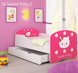 Dječji krevet ACMA s motivom + ladica 140x70 cm 16 Sweet Kitty 2