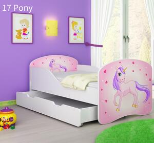 Dječji krevet ACMA s motivom + ladica 140x70 cm 17-pony