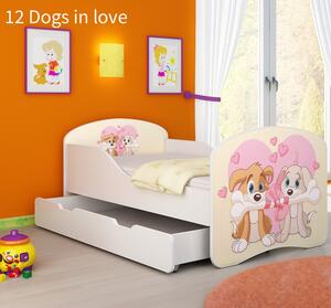 Dječji krevet ACMA s motivom + ladica 140x70 cm 12-dogs-in-love
