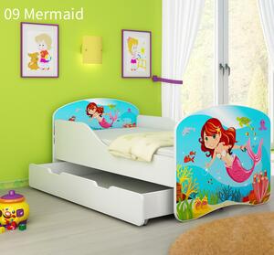 Dječji krevet ACMA s motivom + ladica 140x70 cm 09 Mermaid
