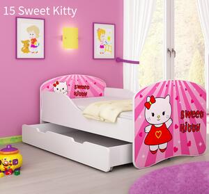 Dječji krevet ACMA s motivom + ladica 140x70 cm 15 Sweet Kitty