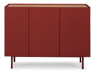 Crvena niska komoda u dekoru hrasta 110x85 cm Arista – Teulat