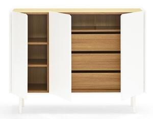 Bijela niska komoda u dekoru hrasta 110x85 cm Arista – Teulat