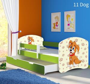 Dječji krevet ACMA s motivom, bočna zelena + ladica 180x80 cm 11 Dog