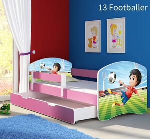 Dječji krevet ACMA s motivom, bočna roza + ladica 140x70 cm 13 Footballer