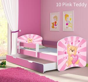 Dječji krevet ACMA s motivom, bočna roza + ladica 160x80 cm 10 Pink Teddy Bear