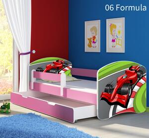 Dječji krevet ACMA s motivom, bočna roza + ladica 160x80 cm 06-formula-1