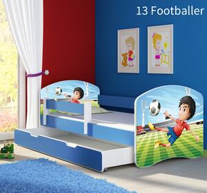 Dječji krevet ACMA s motivom, bočna plava + ladica 160x80 cm 13-footballer
