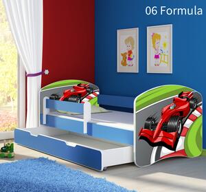 Dječji krevet ACMA s motivom, bočna plava + ladica 160x80 cm 06-formula-1