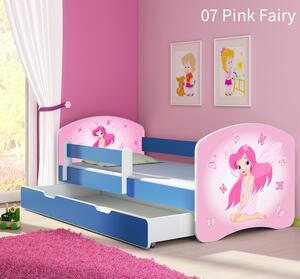 Dječji krevet ACMA s motivom, bočna plava + ladica 140x70 cm 07-pink-fairy