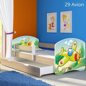Dječji krevet ACMA s motivom, bočna sonoma + ladica 140x70 cm 29 Aeroplane
