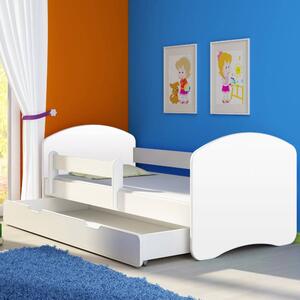 Dječji krevet ACMA II bez motiva, bočna bijela + ladica 160x80 cm