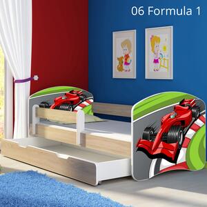 Dječji krevet ACMA s motivom, bočna sonoma + ladica 140x70 cm 06 Formula 1