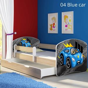 Dječji krevet ACMA s motivom, bočna sonoma + ladica 160x80 cm 04-blue-car