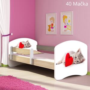 Dječji krevet ACMA s motivom, bočna sonoma 140x70 cm 40 Mačka