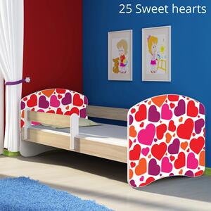 Dječji krevet ACMA s motivom, bočna sonoma 140x70 cm 25 Sweet hearts