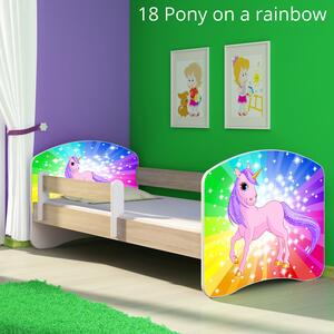 Dječji krevet ACMA s motivom, bočna sonoma 140x70 cm 18 Pony on a rainbow
