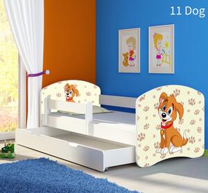 Dječji krevet ACMA s motivom, bočna bijela + ladica 160x80 cm 11-dog