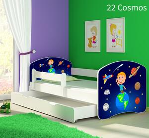 Dječji krevet ACMA s motivom, bočna bijela + ladica 140x70 cm 22 Cosmos