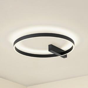 Lucande LED stropna svjetiljka Isalin, 60 cm, crna, CCT, prigušljiva, prigušiva, Crno, Dnevni boravak/blagovaonica, Aluminij