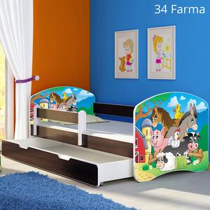 Dječji krevet ACMA s motivom, bočna wenge + ladica 140x70 cm 34 Farm
