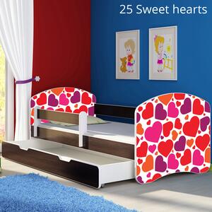 Dječji krevet ACMA s motivom, bočna wenge + ladica 140x70 cm 25 Sweet hearts