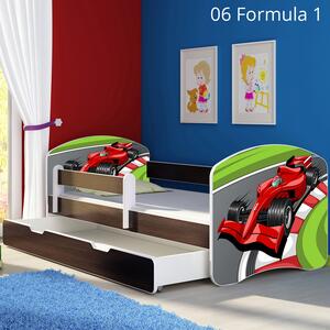 Dječji krevet ACMA s motivom, bočna wenge + ladica 140x70 cm 06 Formula 1