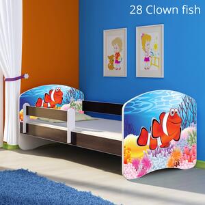 Dječji krevet ACMA s motivom, bočna wenge 140x70 cm 28 Clown Fish