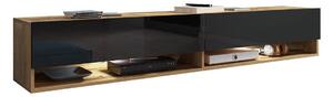 TV stol Sarasota 119Sjajno crna, Wotan hrast, 180x30x33cm