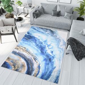 Moderan plavi tepih s apstraktnim uzorkom Širina: 80 cm | Duljina: 150 cm
